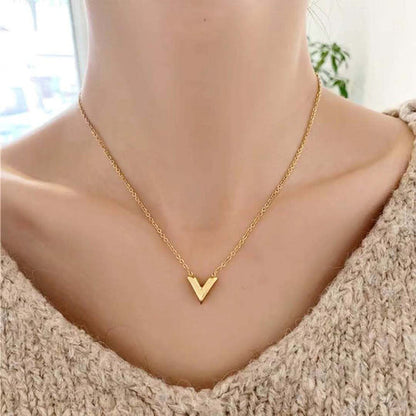 Anti-Tarnish Gold-Plated V-Shaped Stainless Steel Pendant - Wholesale