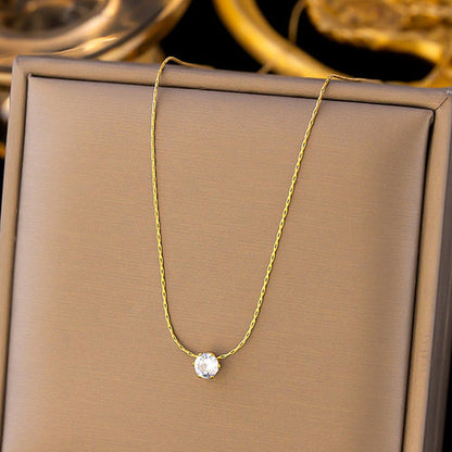 Anti-Tarnish Stainless Steel Gold-Plated Stone Studded Hexagonal Pendant - Wholesale