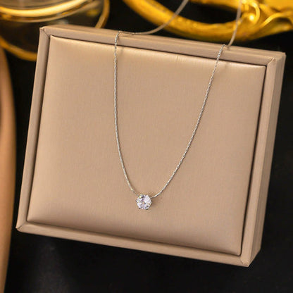 Anti-Tarnish Stainless Steel Silver-Plated Stone Studded Hexagonal Pendant - Wholesale