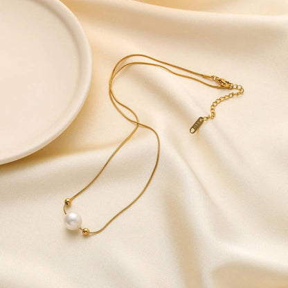Anti-Tarnish Stainless Steel Gold-Plated Pearl Pendant - Wholesale