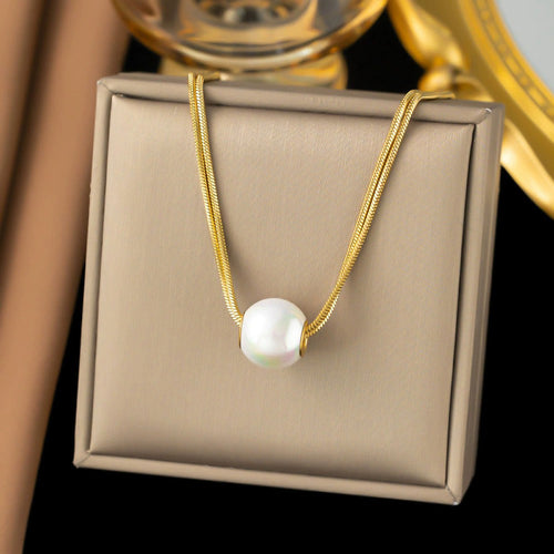 Anti-Tarnish Stainless Steel Gold-Plated Pearl Studded Pendant - Wholesale