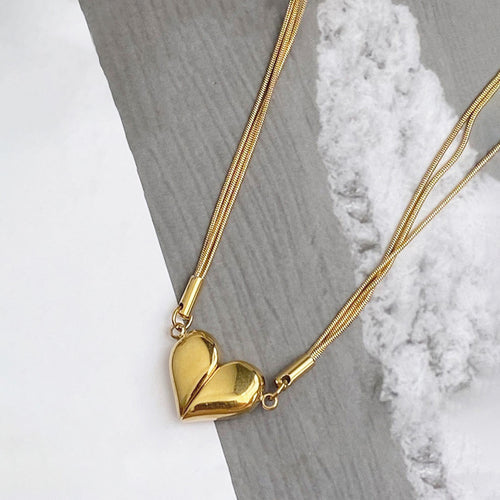 Anti-Tarnish Stainless Steel Gold-Plated Heart Themed Separable Magnet Pendant - Wholesale