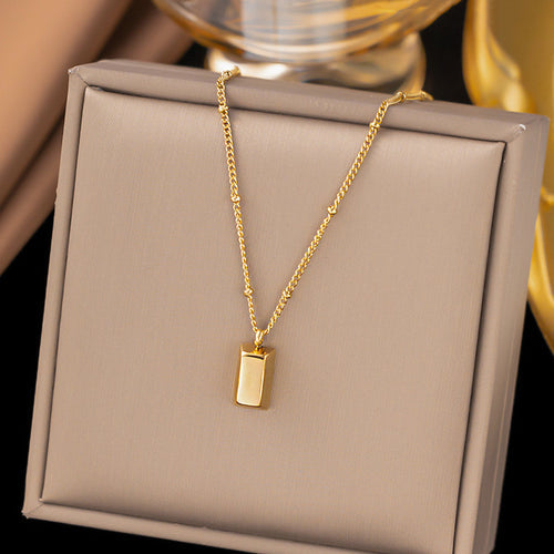 Anti-Tarnish Stainless Steel Gold-Plated Golden Rectangular Pendant - Wholesale