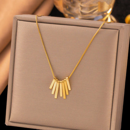Anti-Tarnish Stainless Steel Gold-Plated Dangling Stripes Pendant - Wholesale