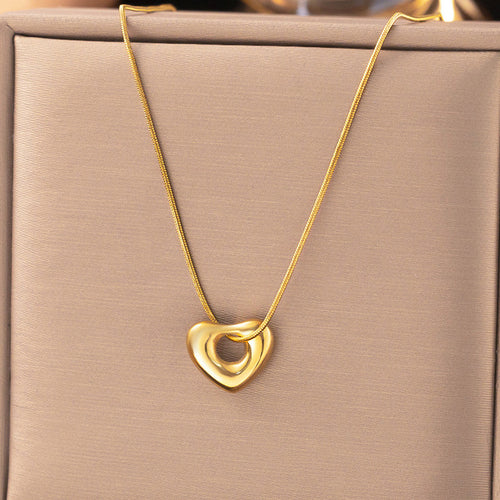 Anti-Tarnish Stainless Steel Gold-Plated Heart Themed Pendant - Wholesale