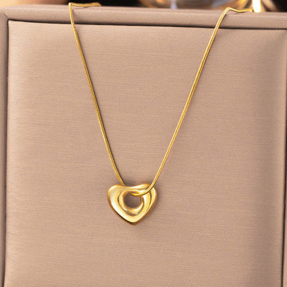 Anti-Tarnish Stainless Steel Gold-Plated Heart Themed Pendant - Wholesale