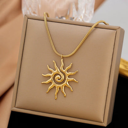 Anti-Tarnish Stainless Steel Gold-Plated Sun Shaped Pendant - Wholesale