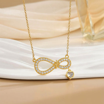 Anti-Tarnish Stainless Steel Gold Plated Infinity Themed AD Studded Pendant - Wholesale