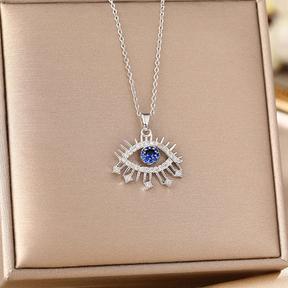 Anti-Tarnish Stainless Steel Silver Plated Evil Eye AD Studded Pendant - Wholesale