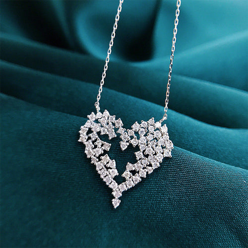 Anti-Tarnish Stainless Steel Silver-Plated American Diamond Studded Heart Pendant - Wholesale