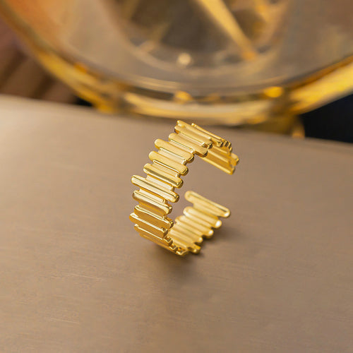 Anti-Tarnish Stainless Steel Gold Plated Contemporary Adjustable Ring - Wholesale