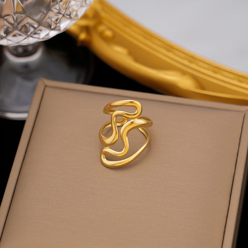 Anti-Tarnish Stainless Steel Gold Plated Irregular Contemporary Ring - Wholesale