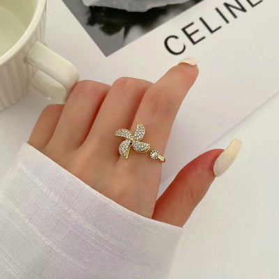 Anti-Tarnish Stainless Steel Gold-Plated Contemporary Style Rotatable Adjustable Ring - Wholesale