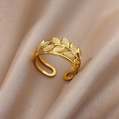Anti-Tarnish Stainless Steel Gold-Plated Contemporary Style Adjustable Ring - Wholesale