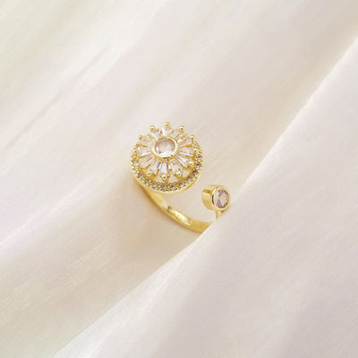 Anti-Tarnish Stainless Steel Gold-Plated Round Shape Rotatable Adjustable Ring - Wholesale