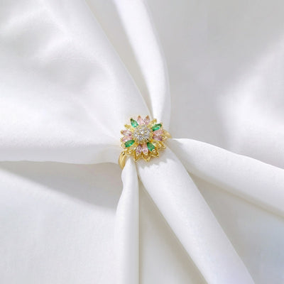 Anti-Tarnish Stainless Steel Gold-Plated Star Shaped Multicolor Rotatable Adjustable Ring - Wholesale