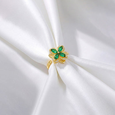 Anti-Tarnish Stainless Steel Gold-Plated Contemporary Green Rotatable Adjustable Ring - Wholesale