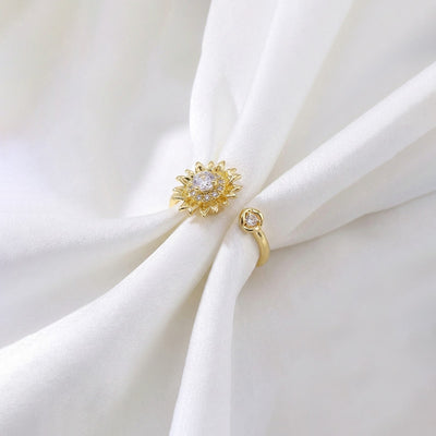 Anti-Tarnish Stainless Steel Gold-Plated Star Shaped Rotatable Adjustable Ring - Wholesale
