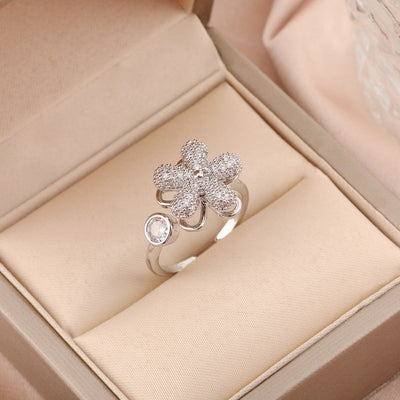 Anti-Tarnish Stainless Steel Silver-Plated Star Shaped Rotatable Adjustable Ring - Wholesale