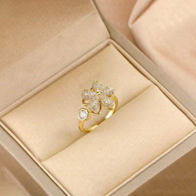 Anti-Tarnish Stainless Steel Gold-Plated Star Shaped Rotatable Adjustable Ring - Wholesale
