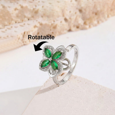 Anti-Tarnish Stainless Steel Silver-Plated Contemporary Green Rotatable Adjustable Ring - Wholesale