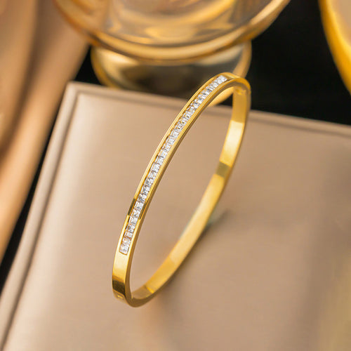 Anti-Tarnish Stainless Steel Gold Plated Bangle Style Bracelet - Wholesale