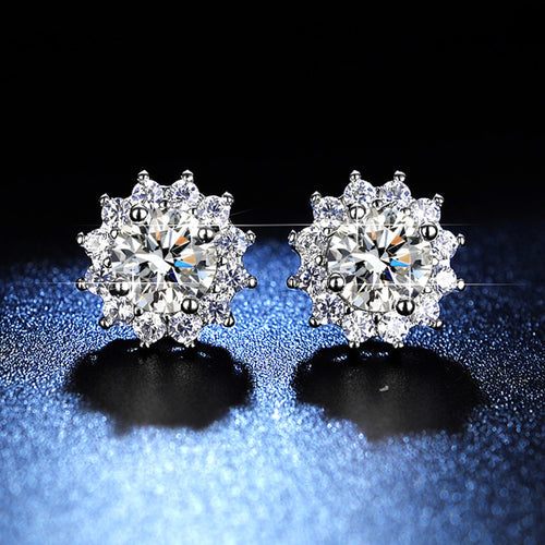 Silver Plated Anti-Tarnish Floral AD Solitaire Studs | Pawan Ratna Wholesale