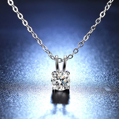 Anti-Tarnish Stainless Steel Silver-Plated Circular Crystal Solitaire Pendant - Wholesale