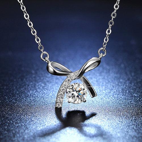 Anti-Tarnish Stainless Steel Silver-Plated Crystal Studded Infinity Stone Pendant - Wholesale