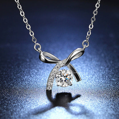 Anti-Tarnish Stainless Steel Silver-Plated Crystal Studded Infinity Stone Pendant - Wholesale