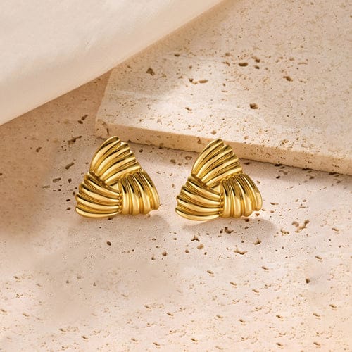 Anti-Tarnish Gold-Plated Stainless Steel Triangular Stud Earrings - Wholesale