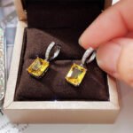 Silver plated anti-tarnish yellow heart drop earrings with American diamond stones – wholesale jewelry
