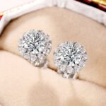 Silver plated anti-tarnish round stud earrings with American diamond stones – wholesale jewelry supply