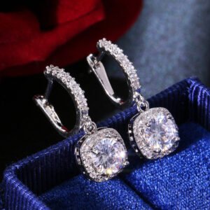 B2B jewelry partner - silver rectangle drop earrings for retailers